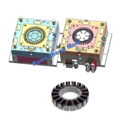 Plastic insulating stators and rotors overmoulding of overmoulding